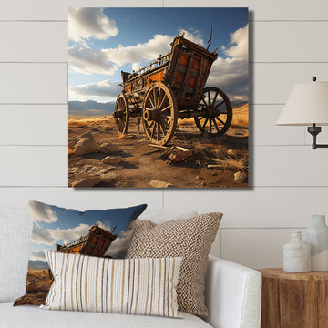 Old Western Carriage Cart In Usa - Old American Cart Canvas Wall Art